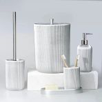 By Selim Lydia Gümüş 5 Parça Polyester Banyo Seti
