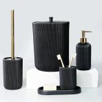 By Selim Lydia Siyah 5 Parça Polyester Banyo Seti