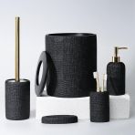 By Selim Natural 5 Parca Polyester Banyo Seti Siyah