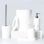 By Selim Neptüne 5 Parça Beyaz Polyester Banyo Seti