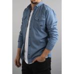 By Srt Giyim Slim Fit Erkek Kot Gömlek Mavi