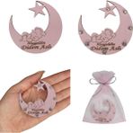 By Timur Teknoloji Bebek Yeni Doğan Mevlüt Sünnet Düğün Nişan Kına Hediyelik Ay ve Yıldız Desen Taş Süslü Magnet 25 Adet - Pembe
