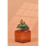 By Uzunoğlu El Yapımı Özel Tasarım Bal Kavanoz - 500 ml - Vakumlu Ahşap Kapaklı (Bal ve Arı Detaylı) - Dark Amber Çiçekli Kare Cam - Mutfak ve Ev Dekorasyonu
