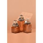 By Uzunoğlu El Yapımı Özel Tasarım Çay Kahve Şeker Kavanozu - 3'lü Set - Vakumlu Ahşap Kapaklı (Dore Detaylı) - Light Amber Çiçekli Cam - Mutfak ve Ev Dekorasyonu