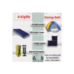 Byanes 4 Kişilik Kolay Kurulum Kamp Çadırı ve Çift Kişilik Şişme Yatak Seti