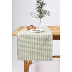 Byars Blişim | Keten Piti Kareli Runner - Piknik Örtüsü 40 x 150 cm (Haki) - Açık Bej