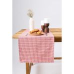 Byars Blişim Wellstil Doku | Keten Piti Kareli Runner - Piknik Örtüsü 40 x 150 cm (Kırmızı) - Açık Bej