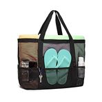 ByBaby Plaj Çantası, Piknik Çantası , Büyük Boy Çok Cepli Kum Tutmaz Kadın Plaj Çantası (Siyah)