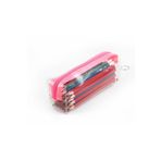 BYBAG Pembe Fermuarlı Kaliteli PVC Şeffaf Kalemlik Makyaj Çantası Kalem Kutusu
