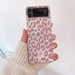 BybAgs Leopar desenli kılıf Samsung Galaxy Z Flip3 Z Flip4 zflip 1 2 3 4 ZFlip2 Z Flip5 Lüks Kore Panter Fold Telefon Kapağı, 2, Galaxy Z Flip1 için