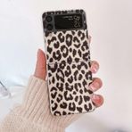 BybAgs Leopar desenli Kılıf Samsung Galaxy Z Flip3 Z Flip4 zflip 1 2 3 4 ZFlip2 Z Flip5 Lüks Kore Panter Katlama Telefon Kapağı, 1, Galaxy Z Flip1 için