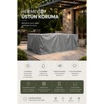 BYBİRD Bahçe Mobilya Brandası 260*160*75 Cm Masa Sandalye Koruma Örtüsü Gri Kılıf Su Geçirmez