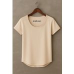 BYBÜLENT Erkek Bej Dar Kesim Özel Üretim Geniş Pis Yaka Alt oval Kesim Slim Tişört T-Shirt