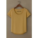 BYBÜLENT Erkek Camel Dar Kesim Özel Üretim Geniş Yaka Alt Oval Kesim Tişört T-Shirt