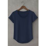 BYBÜLENT Erkek Lacivert Dar Kesim Özel Üretim Geniş Yaka Alt Oval Kesim Tişört T-Shirt