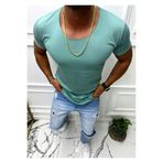 BYBÜLENT Erkek Oval Yaka Tişört Açık Yaka Likralı Slim Fit T-shirt Çağla Yeşili Vr110