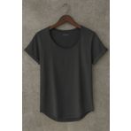 BYBÜLENT Siyah Erkek Özel Üretim Geniş Pis Yaka Alt Oval Kesim Slim Tişört T-shirt