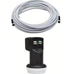 BYCONNERS Full Ultra HD 3D 4K Uyumlu Yağmur Korumalı İkili Twin 2 li Çanak Uydu Lnb + F Konnektör Takılı Hazır Uydu Kablosu (10 METRE KABLO)