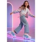 ByCukurovaFrango Işıklı Şarjlı Kız Çocuk 4 Tekerlekli Pembe Günlük Sneaker Frenli Patenli Ayakkabı