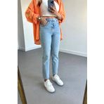 ByCukurovaFrango Lisa Kadın Yüksek Bel Mavi Kar Yıkama Likralı Mom Jeans Boyfrend Pantolon