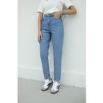 ByCukurovaFrango MR Yüksek Bel Likralı Mavi Kar Yıkama Boyfriend Jeans Esnek Mom Kot Pantolon
