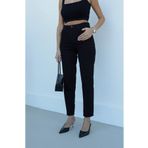 ByCukurovaFrango MR Yüksek Bel Likralı Siyah Solmaz Boyfriend Jeans Esnek Mom Kot Pantolon