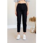 ByCukurovaFrango Nora Kadın Boyfrend Solmayan Siyah Yüksek Bel Likralı Mom Jeans Kot Pantolon 2024