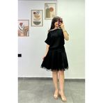 bydenizcollection Omzu Ve Etek Ucu Dantel Detaylı Bel Kısmı Drape Katlı Modal Kumaş Elbise