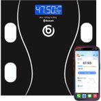 Bydiz BY-180 Akıllı Bluetooth Tartı: Vücut Yağ, Kas, Su Ölçer Mobil Uygulama Destekli 180kg Dijital Baskül - Siyah