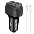 Bydiz BY-38L Hızlı Araç Şarj Cihazı 38W Araba Çakmaklık Şarj Aleti + Lightning Kablo USB + PD Girişli iPhone 14/13/12/12 Pro Max/11/Xs Max/XR/X,AirPods Pro