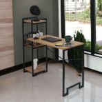 Bye Concept & More Dekoratif 3 Raflı Metal Çok Amaçlı Çalışma Masası Ahşap Raflı Kitaplık Bilgisayar ve Laptop Masası - 108 * 132 *45 CM