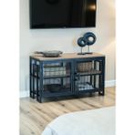 Bye Concept & More Dekoratif Metal Gövdeli Ahşap Raflı Tv Ünitesi 3 Raflı 2 Kapaklı Tv Sehpası 90 x 30 cm Televizyon Ünitesi