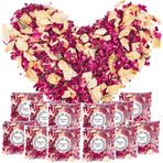Byffoer 12 paket çiçek konfeti, düğün, doğal serpme çiçekler, gül yaprakları, düğün konfeti, serpme çiçekler, düğün, doğum günü, parti, kendin yap dekorasyon için sökülebilir