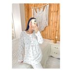 ByGamzeArman Beyaz Çiçek Desenli Hamile Lohusa Pijama Takımı