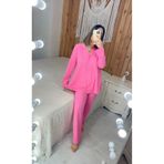 ByGamzeArman Pembe Renk Pamuk Kumaş Hamile Lohusa Pijama Takımı