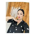 ByGamzeArman Tesettür Boneli Kalp Desenli Kısa Kol Hamile Lohusa Pijama Takımı