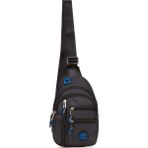 Byhakan Newish Polo 2233 Unisex Kulaklık USB Çıkışlı Çapraz Askılı Çanta Bel Omuz ve Göğüs Çanta Günlük Bodybag - Siyah - Mavi