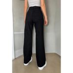 byhaziran butik Anna Genç Kız Siyah Yüksek Bel Elastan Karışımlı Modern 90's Wide Leg Jean