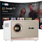 Byintek T5 Max Projeksiyon Cihazı, Lisanslı Google TV, Yerel Full HD 1080P, 1000 ANSI Lümen, Otomatik Odaklama, Otomatik Trapez Düzeltme, Çift Bant Wi-Fi, Bluetooth 5.0, Sızdırmaz Optik Motor, LCD