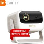 Byintek U90 DLP Full HD 1080P Taşınabilir Projeksiyon Cihazı, 700 ANSI Lümen, TOF Otomatik Odaklama, MEMC, 20800mAh Batarya, 20W Ses, Ev için Çift Bantlı Wi-Fi - Beyaz