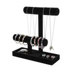 ByKen Jewelry Çok İşlevli Kolye Tutucu, Bileklik Tutucu, Küpe Yüzük Tepsili Takı Düzenleyici Standı, Scrunchie Saatler için Takı Tutucu Çıkarılabilir (Siyah Kadife)