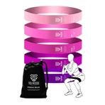 ByKurt 5’li Pilates Direnç Bandı Seti Loop Squat Lastiği Çantalı Fitness Egzersiz Bantları - Pembe