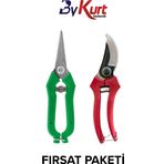 Bykurt Eğri Bağ Budama Makası 20Cm Ve Meyve Toplama Makası 19Cm Üzüm Çilek Narenciye İçin