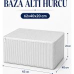 ByKurt Hurç Seti Fermuarlı Çizgili Baza Altı Hurcu Yorgan Battaniye Kıyafet Saklama Organizeri 1 Adet - Gri - 62 x 40 x 20 cm