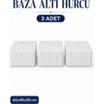 ByKurt Hurç Seti Fermuarlı Çizgili Baza Altı Hurcu Yorgan Battaniye Kıyafet Saklama Organizeri 3'lü - Gri - 3 Adet - 62 x 40 x 20 cm