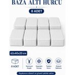 ByKurt Hurç Seti Fermuarlı Çizgili Baza Altı Hurcu Yorgan Battaniye Kıyafet Saklama Organizeri 8'li - Gri - 62 x 40 x 20 cm