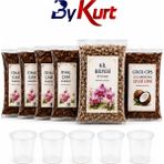 ByKurt Orkide Toprağı Saksı Değişim Seti Premium - 4 Adet Ithal Çam Kabuğu + Coco Cips + Kil Bilyesi + 5 Adet Şeffaf Orkide Saksısı Bakım Seti - opsionel