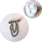 Bylin Cerrahi Çelik Çift Zincir Detaylı Helix Piercing/ Bar Uzunluğu 8 mm - 106 Gümüş