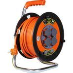 Bylion 20 Metre 3x1.5 mm CCA Seyyar Makaralı Uzatma Kablosu 4 Kapaklı Prizli Termal Sigortalı