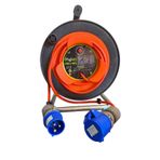 Bylion Endüstriyel Kablo Makarası, 35+2 Metre, IP44 Su Korumalı, CEE 230V/16A, Plastik Stand, Turuncu, Kamp ve Karavan CEE Elektrik Kablosu.